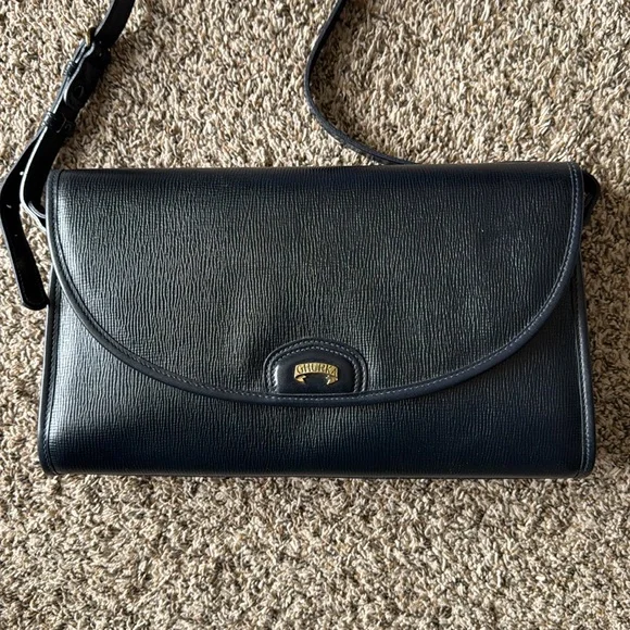 Ghurka Womens Navy Blue Adjustable Crossbody Leather Shoulder Bag Purse - Picture 2 of 15